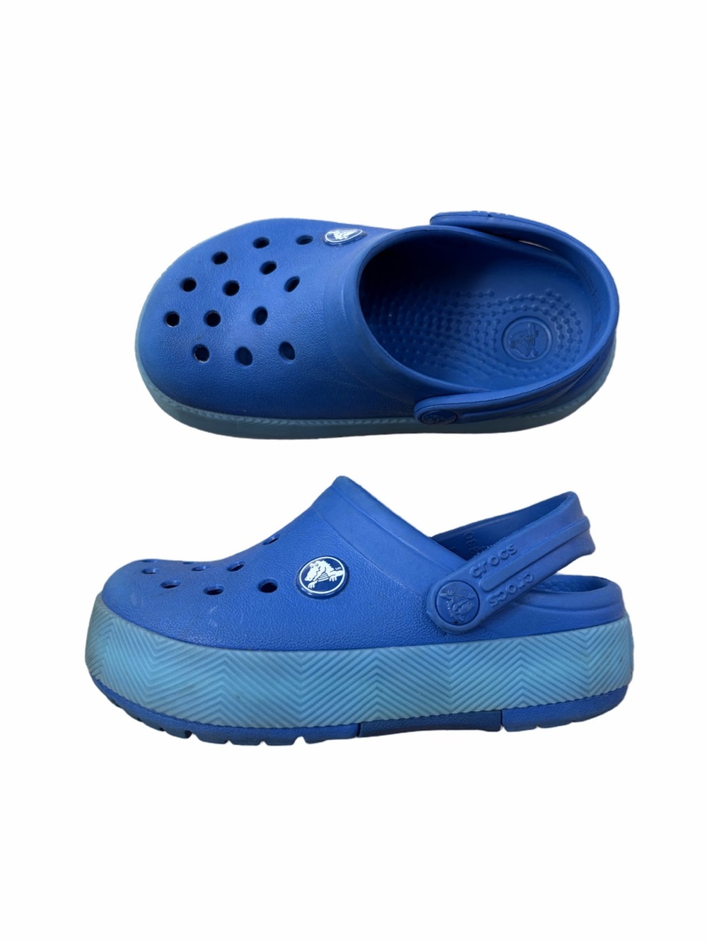 Crocs Toddler Size 9 Blue Crocband Chevron Light Up Clog Sandals